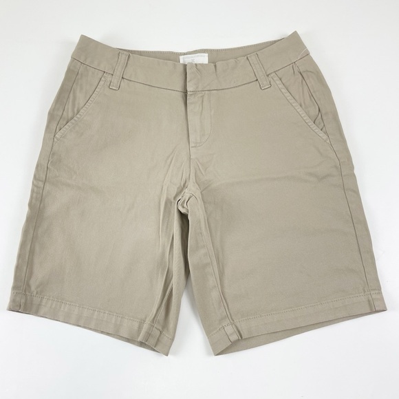 NEW Caslon Chino Shorts  Womens Size 0 Twill 9 Inch Inseam Beige Khaki NWOT - Picture 1 of 9